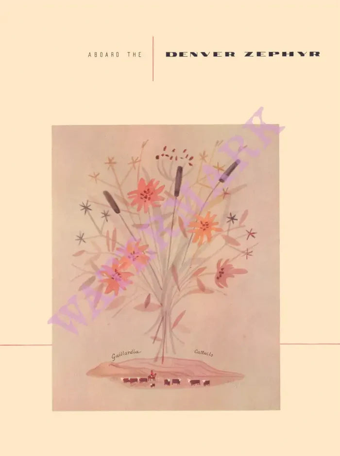 Denver Zephyr (Gaillardia), Dining Car Menu Art 1967