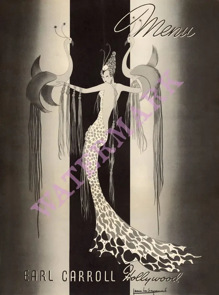 Earl Carroll, Hollywood 1940s Menu Art