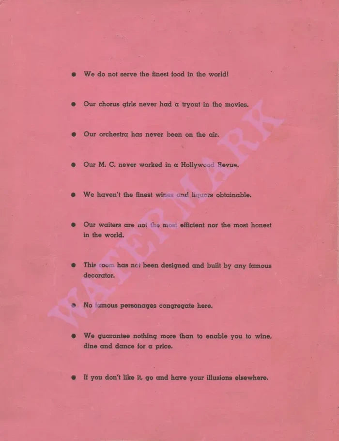 El Dumpo, Chicago 1940s Menu Art Humor