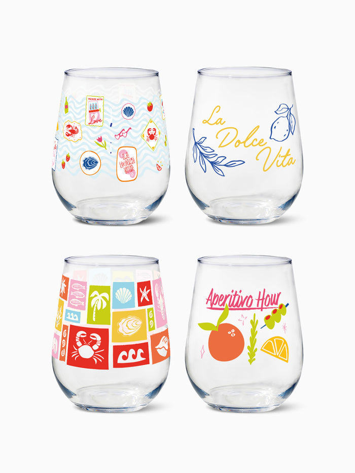Euro Summer - RESERVE 16oz Stemless Wine Tritan™ Copolyester Glass