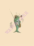 Fish, Fly-rod, Hat, Pipe and Creel detail from Oyster Loaf menu art