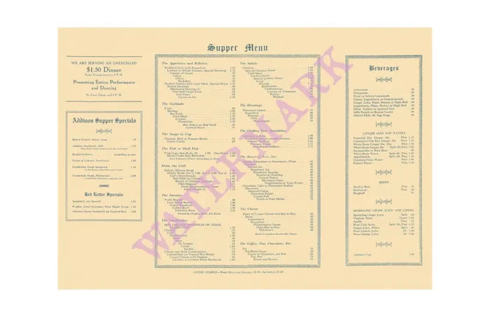 Florentine Room, Addison Hotel, Detroit 1930s