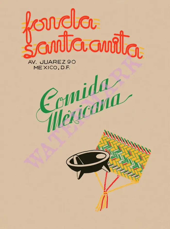 Fonda Santa Anita, Mexico City 1948 Menu Art