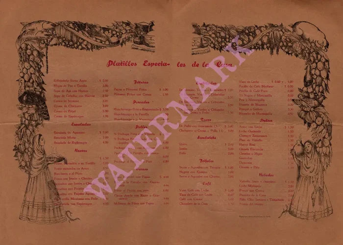 Fonda Santa Anita, Mexico City 1950s Menu