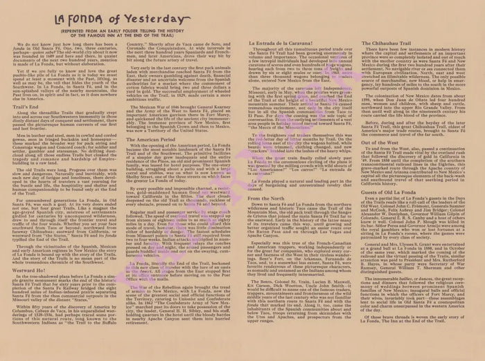 Fred Harvey La Fonda, Santa Fe 1969 History
