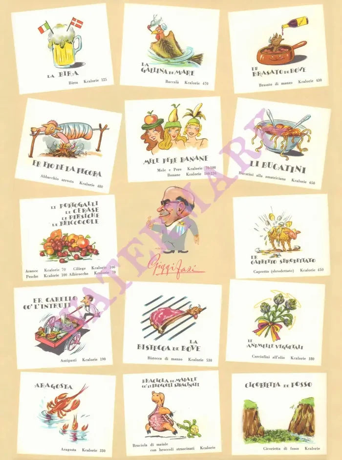 Giggi Fazzi, Rome 1980s Menu Art