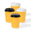 GO 12oz Double Wall Paper Butter Yellow Cup Bundle with Lids