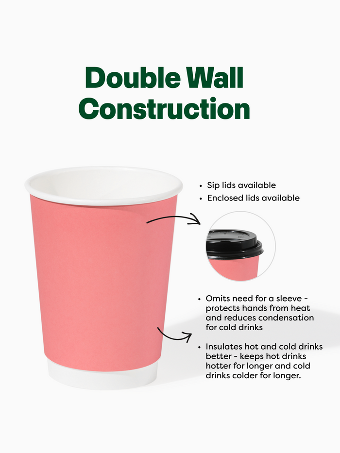 GO 12oz Double Wall Paper Cup Blush Pink - Bulk - 500/Case