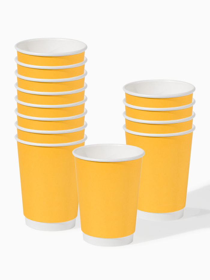 GO 12oz Double Wall Paper Cup Butter Yellow - Bulk - 500/Case