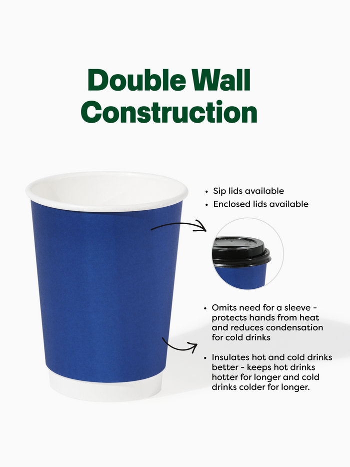 GO 12oz Double Wall Paper Cup Cobalt Blue - Bulk - 500/Case