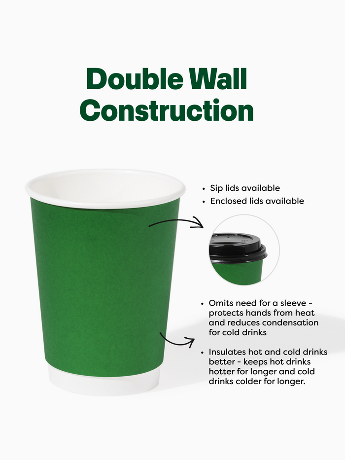 GO 12oz Double Wall Paper Cup Pine Green