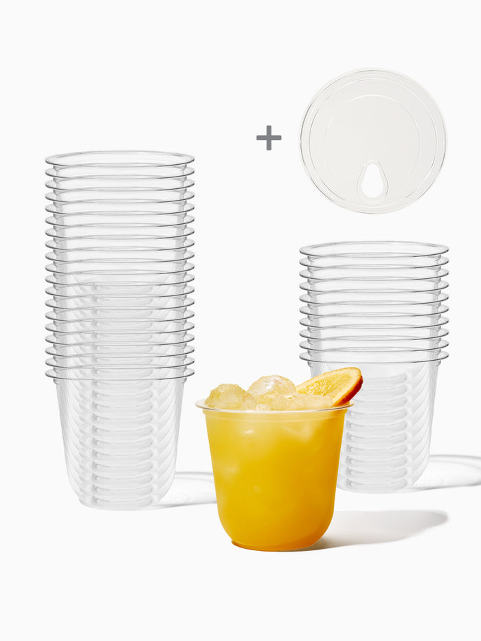 GO 12oz Rounded Bottom PET Arc Cup + Sip Lids Bundle
