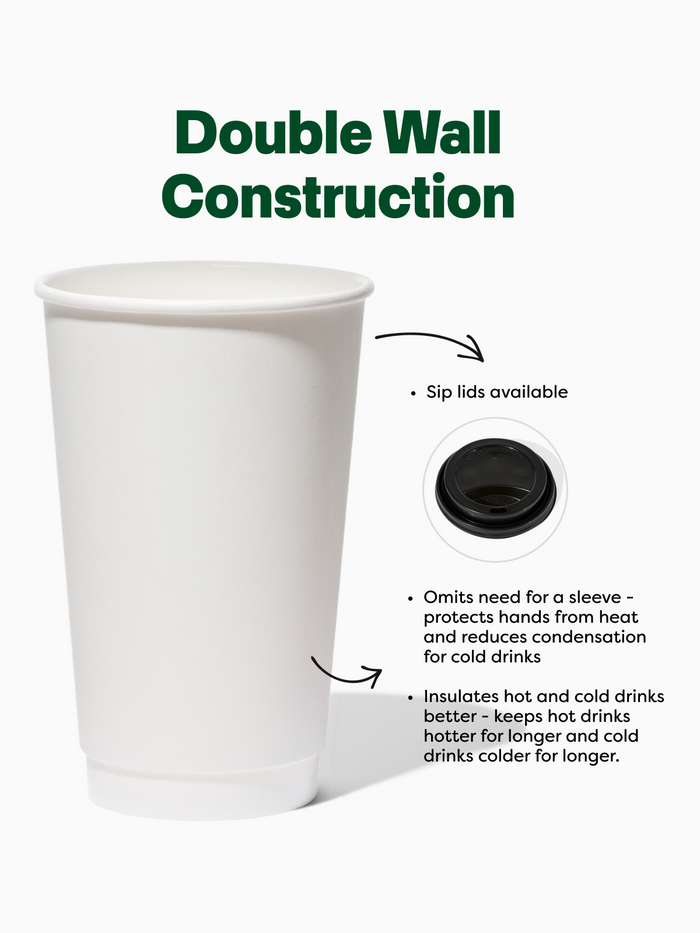 GO 16oz Double Wall Paper Cup 90mm Recyclable Cup - Bulk - 500/Case