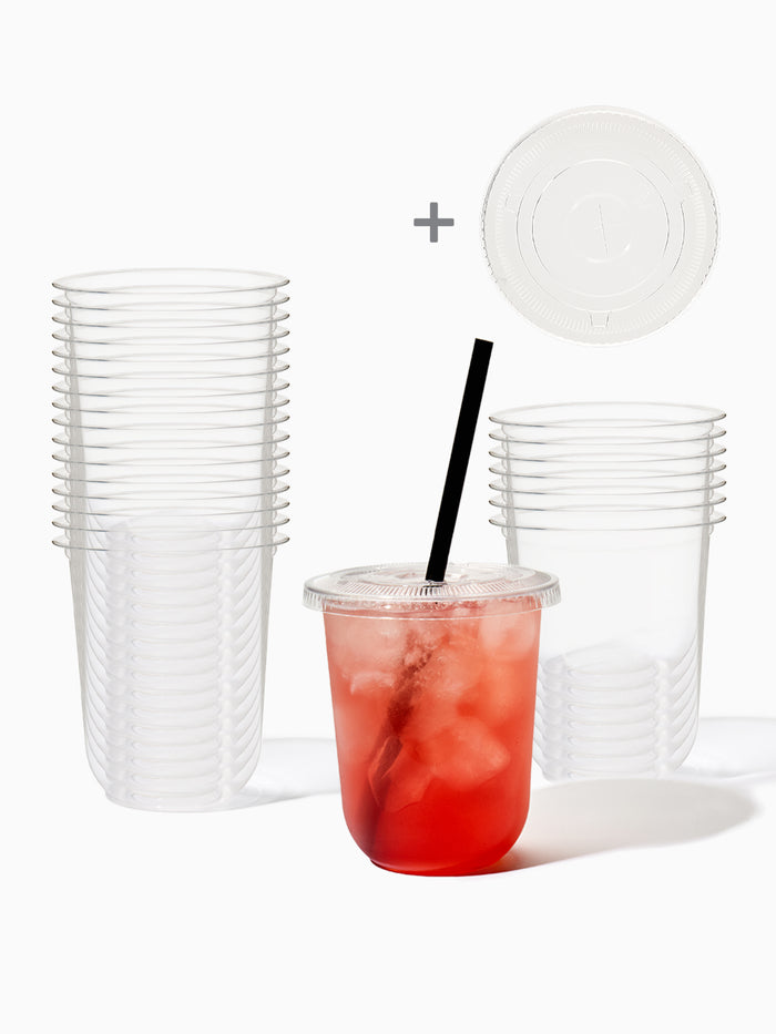 GO 16oz Rounded Bottom PET Arc Cup + Sip Lids Bundle
