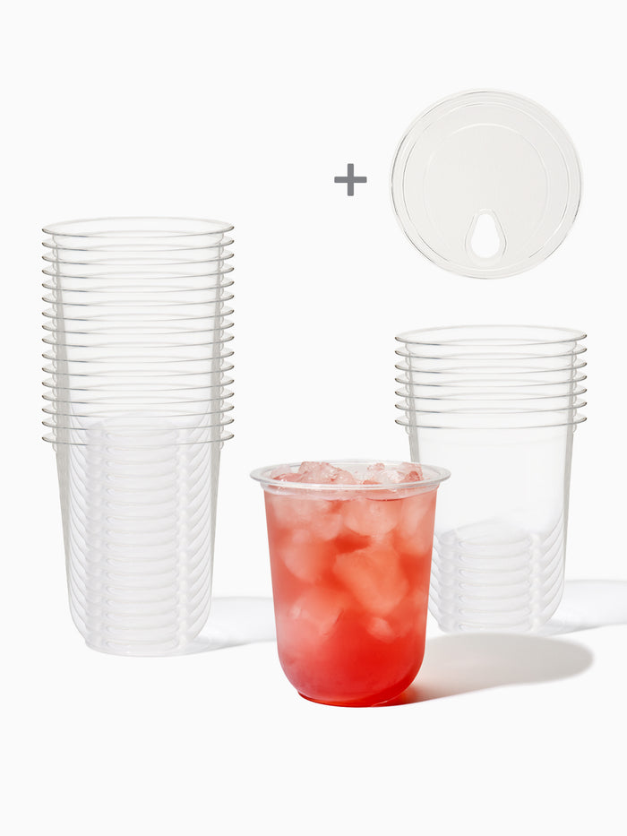 GO 16oz Rounded Bottom PET Arc Cup + Straw Lids Bundle