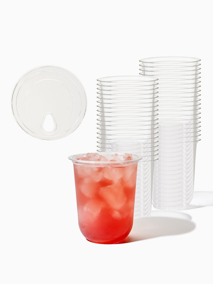 GO 16oz Rounded Bottom PET Arc Cup + Straw Lids Bundle