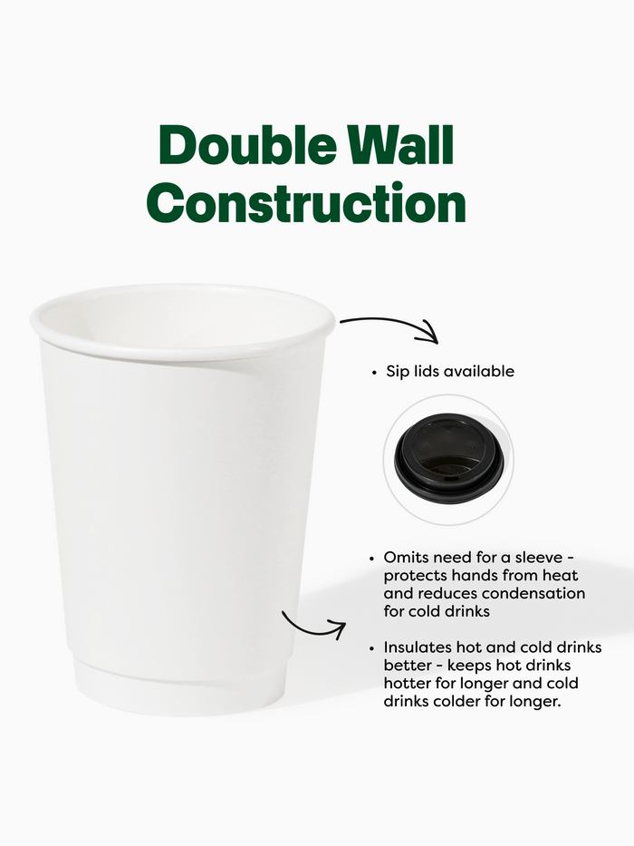 GO 8oz Double Wall Paper Cup 80mm Recyclable Cup - Bulk - 500/Case
