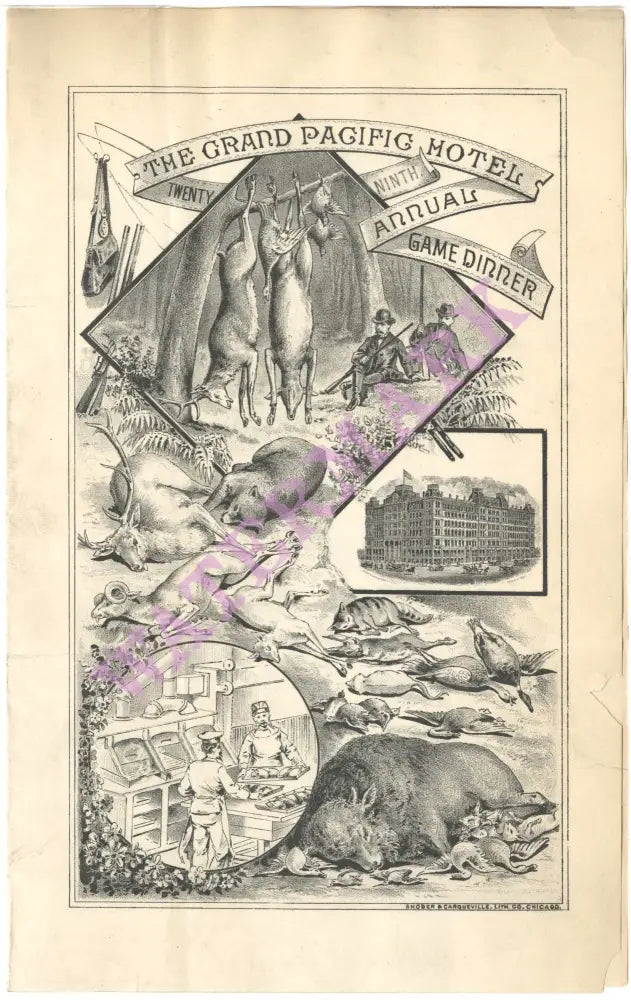 Grand Pacific Hotel Chicago, 1884 Menu Art