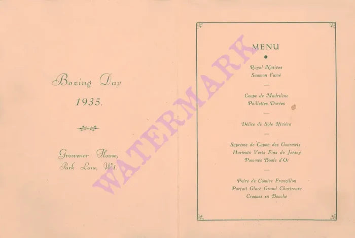 Grosvenor House London Boxing Day 1935 Posters Prints & Visual Artwork