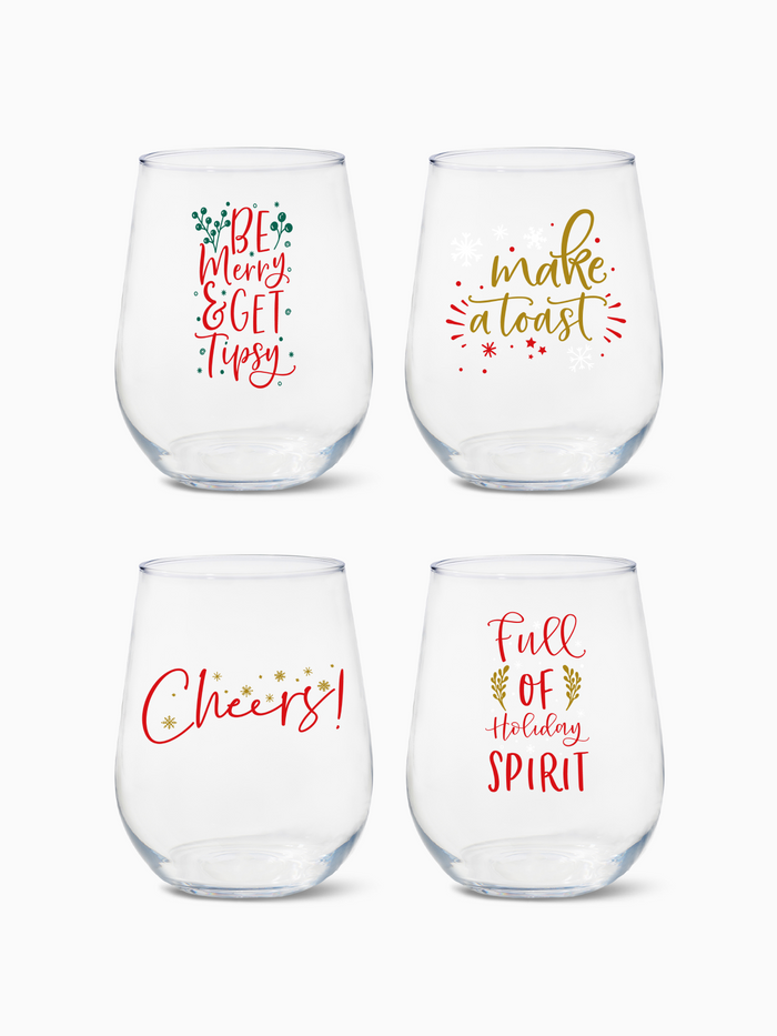 Holiday Spirit - RESERVE 16oz Stemless Wine Tritan™ Copolyester Glass