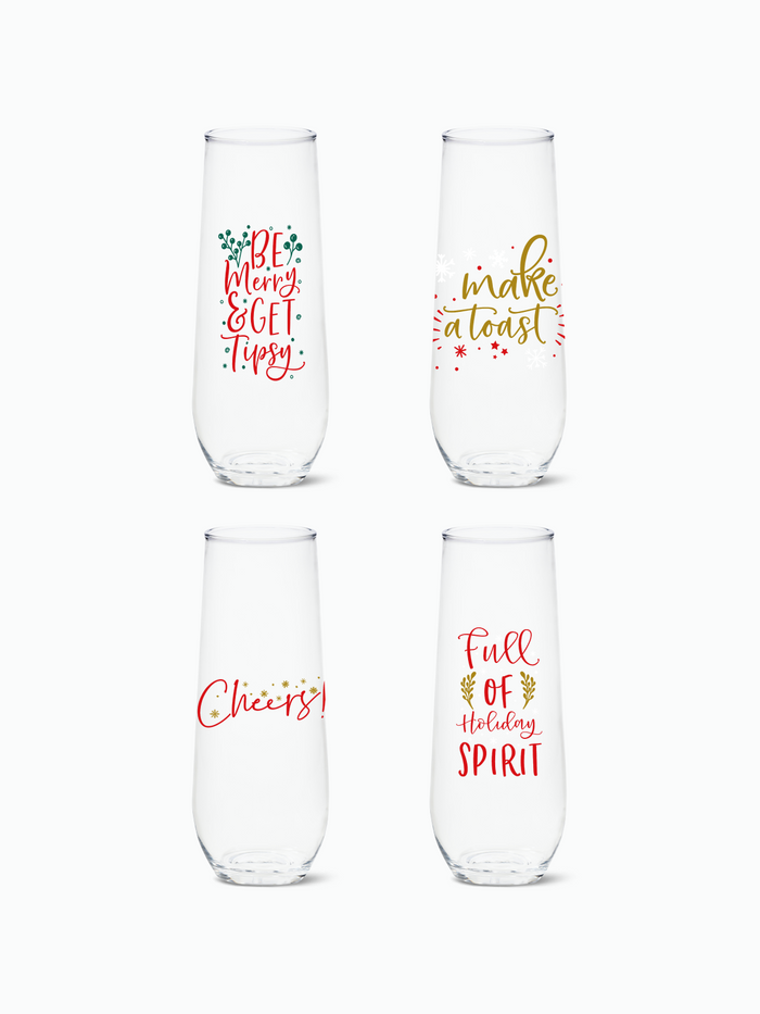 Holiday Spirit - RESERVE 9oz Stemless Champagne Tritan™ Copolyester Glass