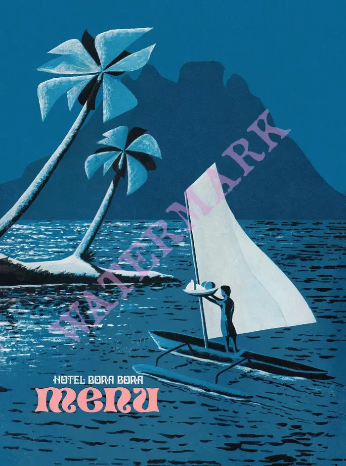 Hotel Bora Bora, French Polynesia 1974 Menu Art