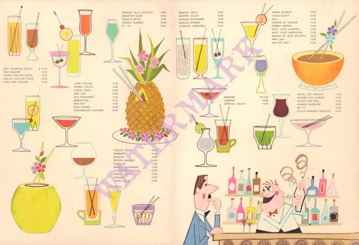 Hotel Caleta, Acapulco 1950s Menu