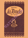 Hotel La Fonda. Taos, 1950s Menu Art