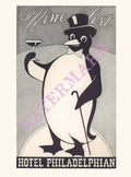 Hotel Philadelphian, Wine List 1940s Penguin menu art