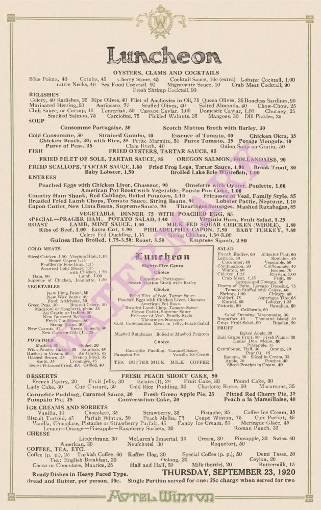 Hotel Winton, Cleveland 1920