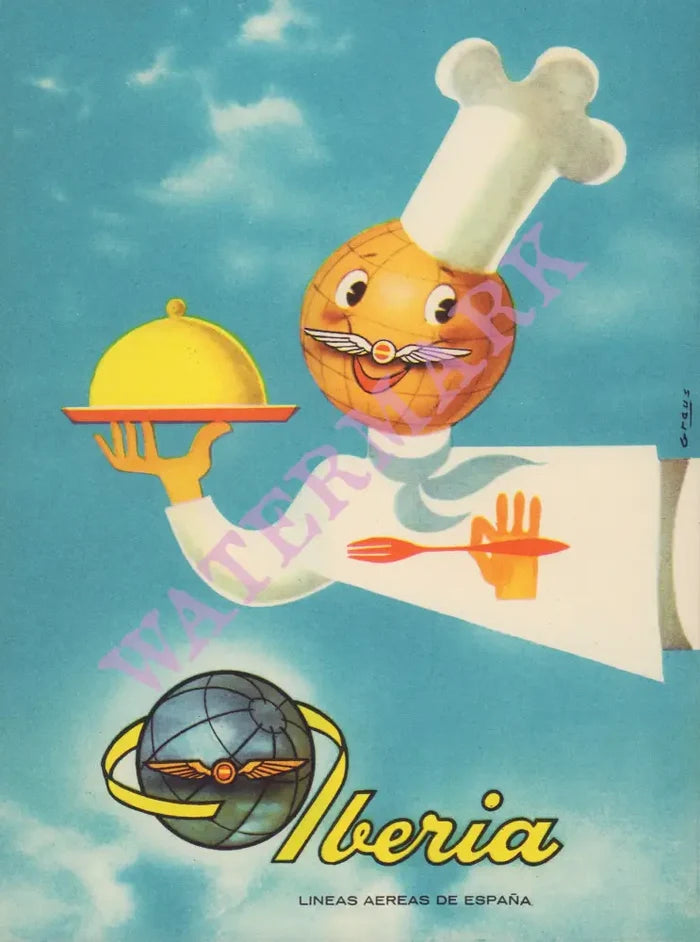 Iberia In-Flight Menu, 1960s Menu Art