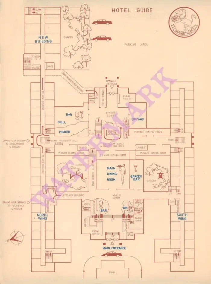Imperial Hotel, Tokyo 1956 Map