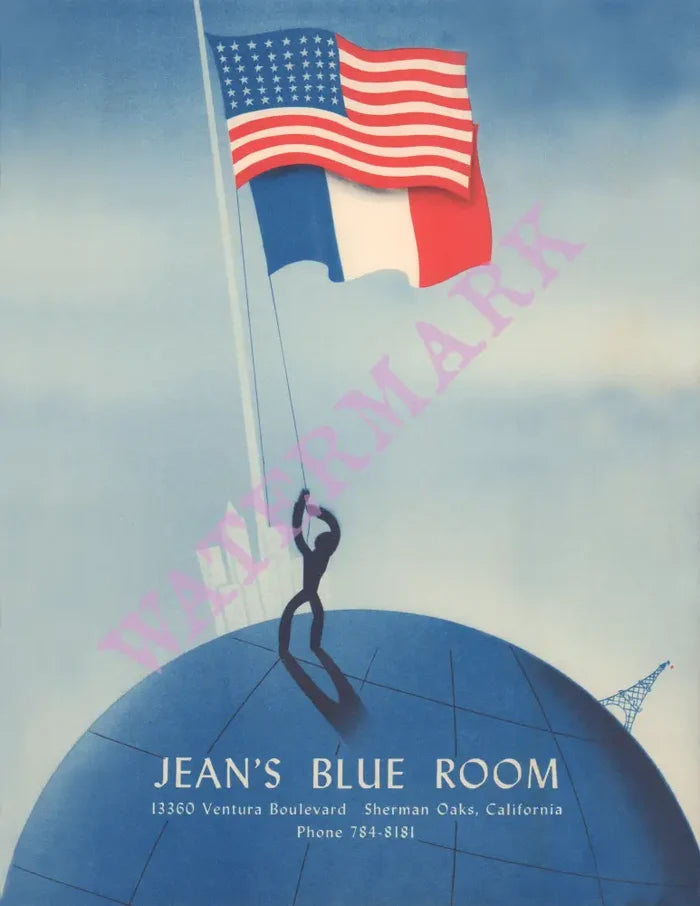 Jean's Blue Room, Sherman Oaks 1960s Menu Design