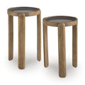Jossor 2pc Accent Table Set in Light Brown