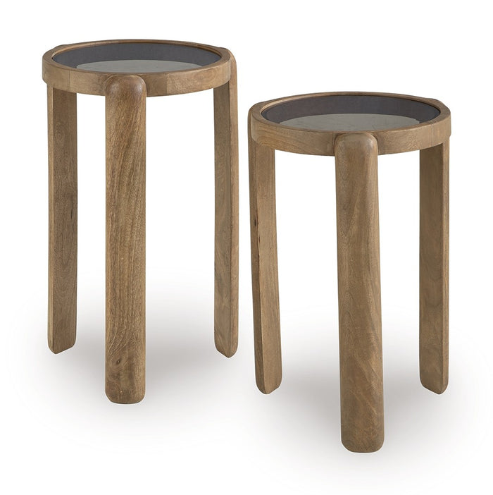 Jossor 2pc Accent Table Set in Light Brown
