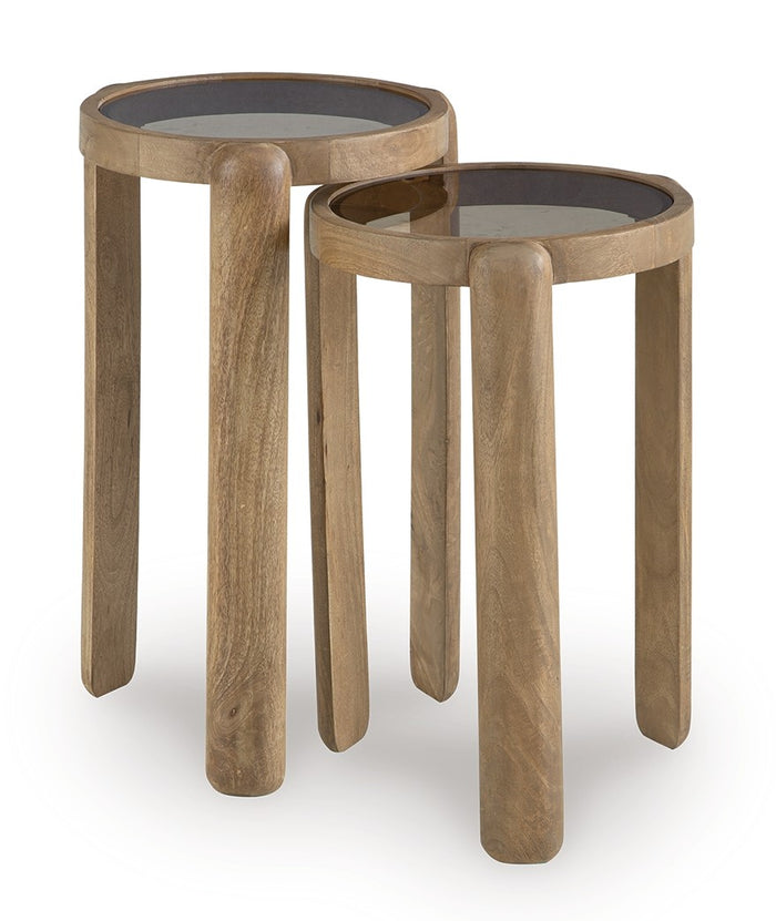 Jossor 2pc Accent Table Set in Light Brown