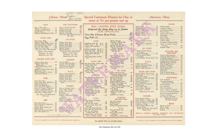 Harley Spiller Collection Ken's New York 1942 Interior Menu Cool Culinaria