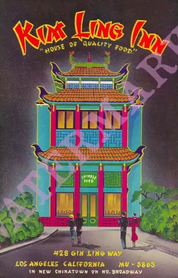 Kim Ling Inn Los Angeles 1940s Harley Spiller Collection Vintage Menu Art