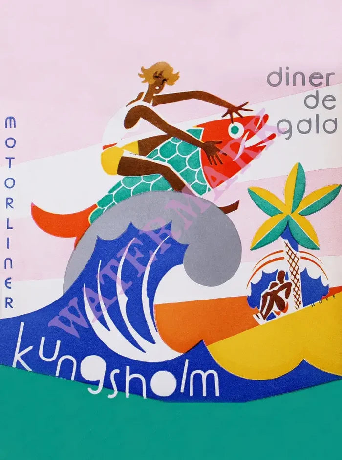 Kungsholm Motorliner 1935 Swedish American Line Menu Design