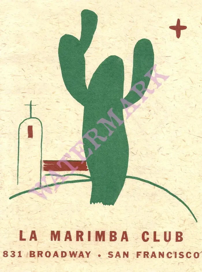 La Marimba Club, San Francisco 1930s Menu Art
