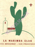 La Marimba Club, San Francisco 1930s Menu Art