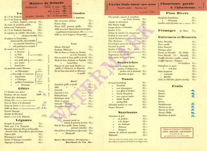 Le Canterbury Brussels Birds by Jean Droit Menu Art 1990s Posters Prints & Visual Artwork