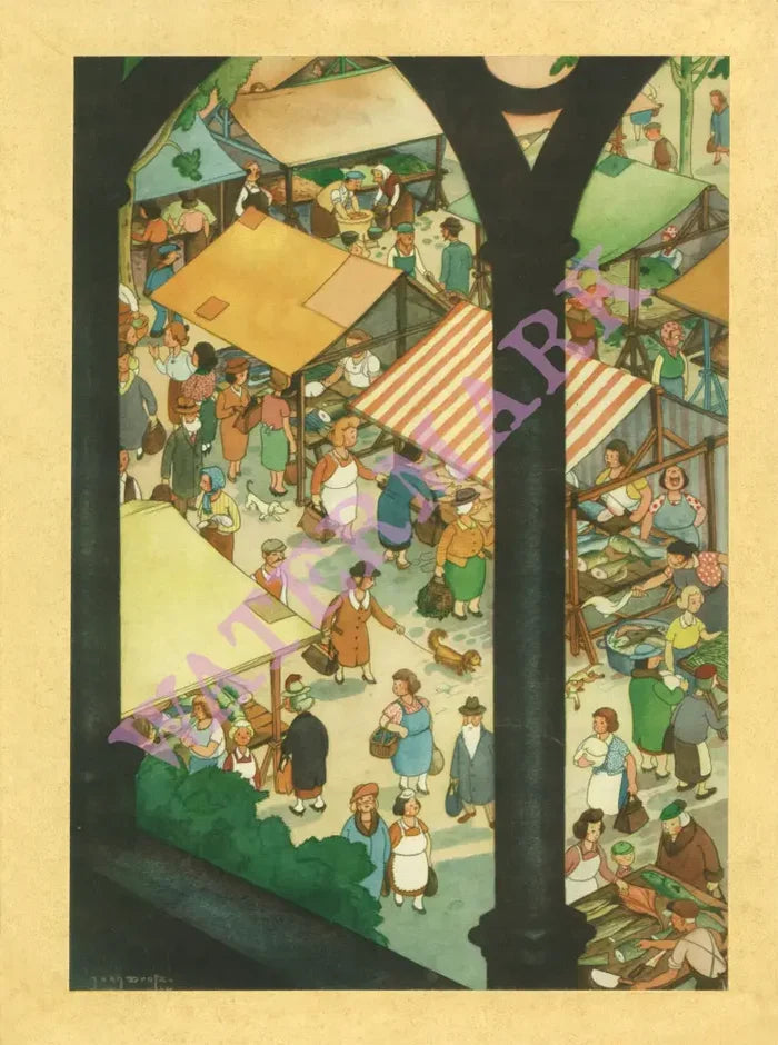Le Canterbury Brussels, Market by Jean Droit Menu Art 1990s