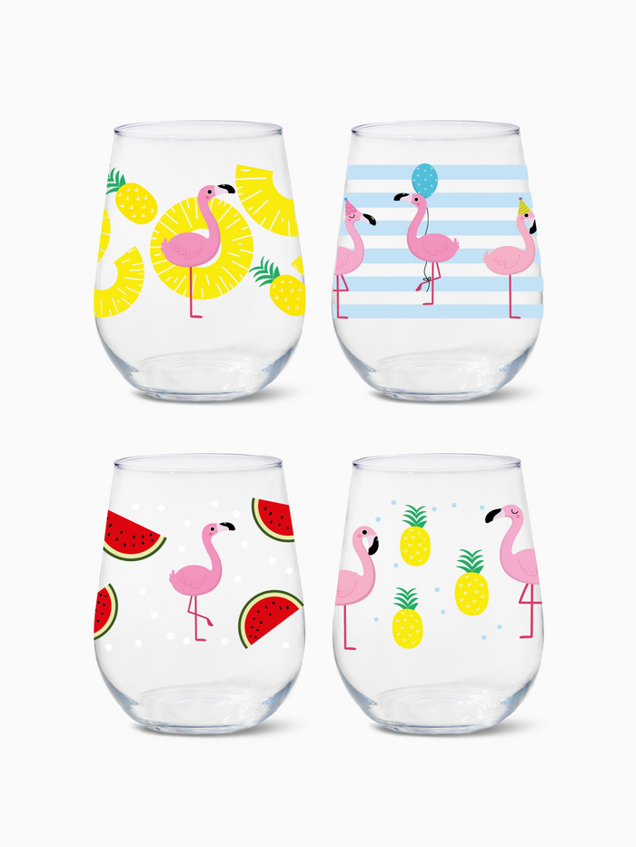 Let's Fla-mingle - RESERVE 16oz Stemless Wine Tritan™ Copolyester Glass