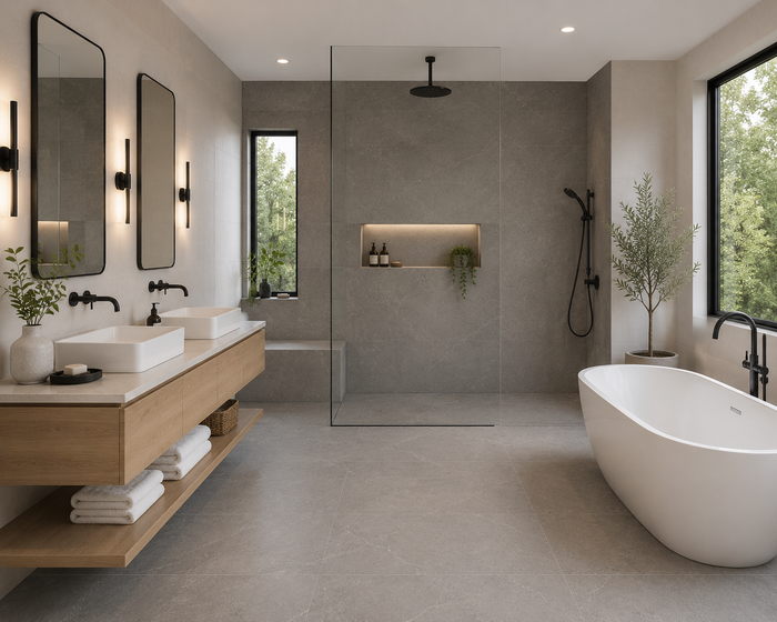 Limestone Anthracite Anti-Slip Porcelain Floor Tile 24x24"