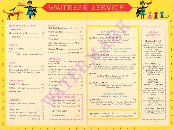 Lyons’ Corner House London 1960s Posters Prints & Visual Artwork