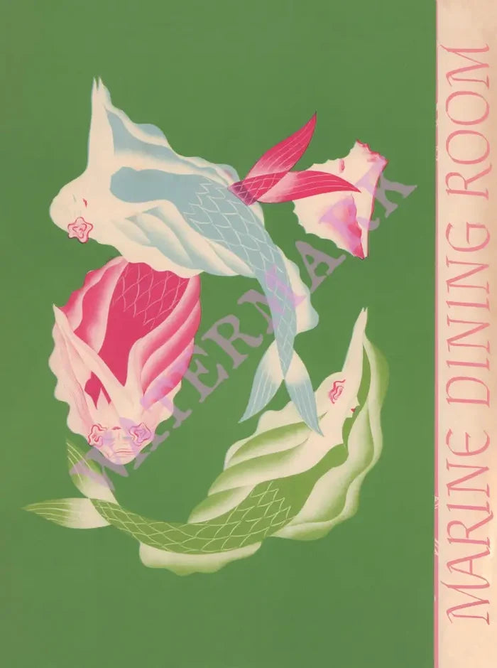 Marine Dining Room, Edgewater Beach Chicago 1949 Menu Art