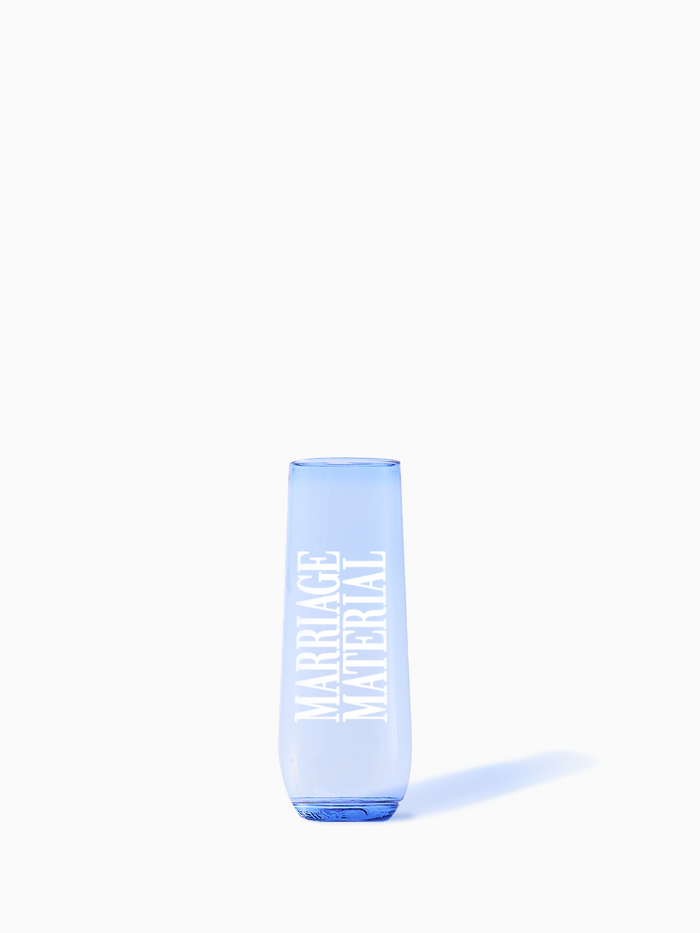Marriage Material - Tossware × BRIDEMERCH - POP 9oz Flute Royal Blue - White