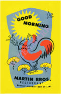 Martin Bros. Breakfast Menu, New Orleans, 1940s