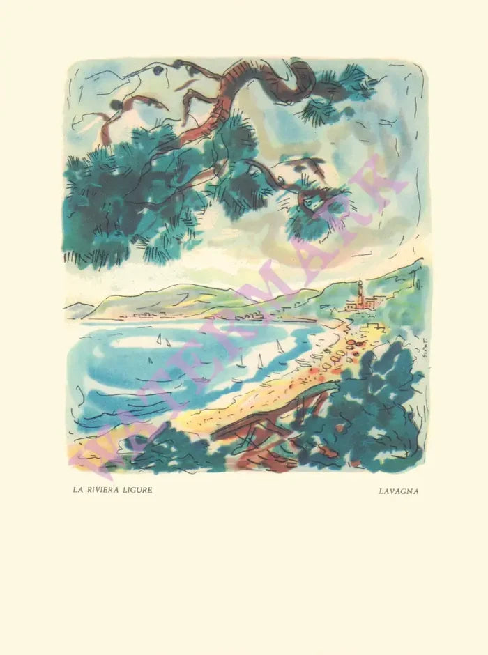 MN Vulcania, La Riviera Ligure - Lavagna 1954 Menu Art
